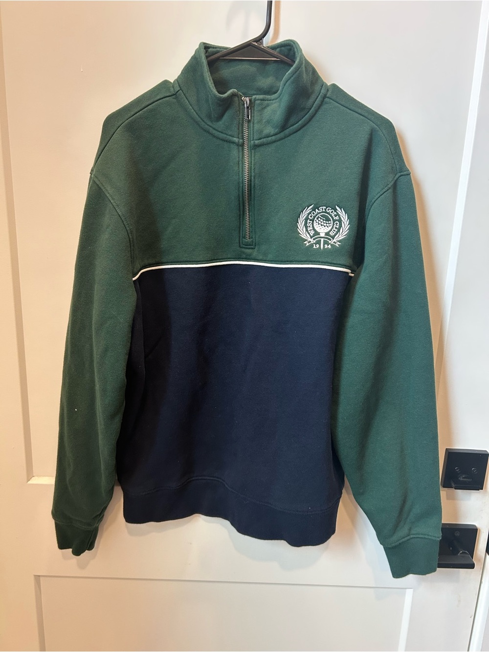 Old Navy Green and Navy Quarter-Zip Pullover Sweater